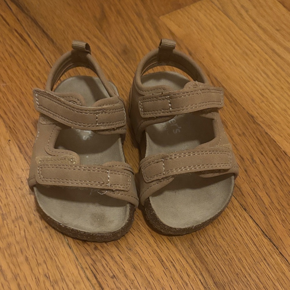 Kids Tan Sandals with Adjustable Straps